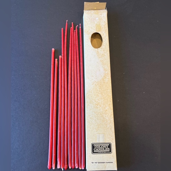 10—red 12-15” inch danish tappers by Colony candles. - Picture 1 of 8